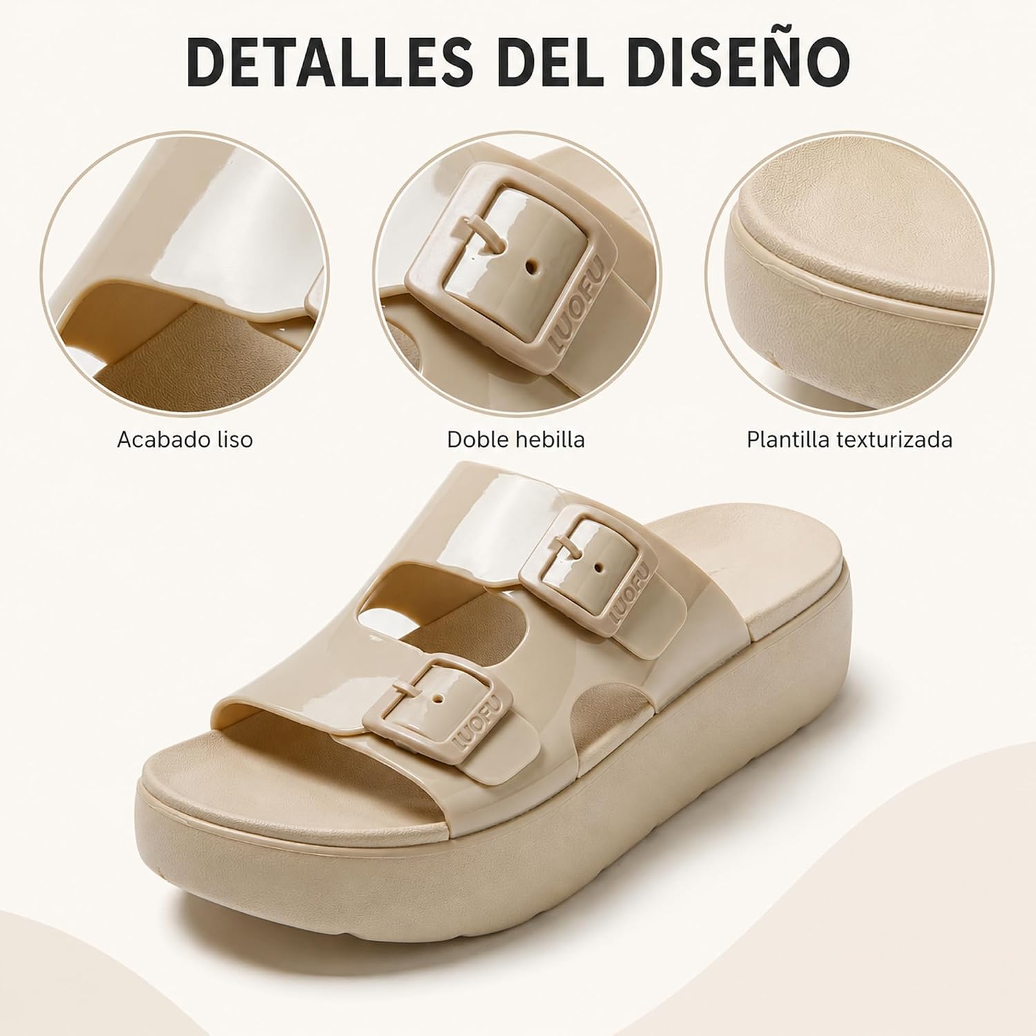JOTA KA Women's Platform Sandals - Flip Flops with Double Buckle, Thick Non-Slip Sole, Everyday Comfort Style image 3