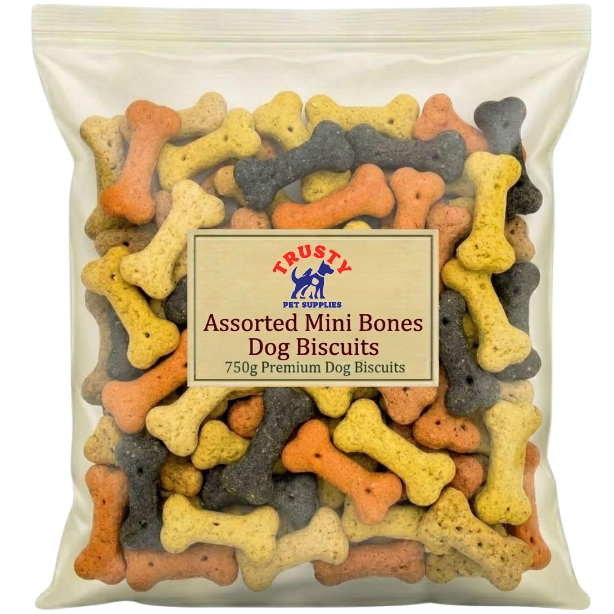 Assorted Mini Bones Dog Biscuits 750g | Dog Treats & Training Treats | Small Dog Treats for Small, Medium & Large Dogs | By Trusty Pet Supplies