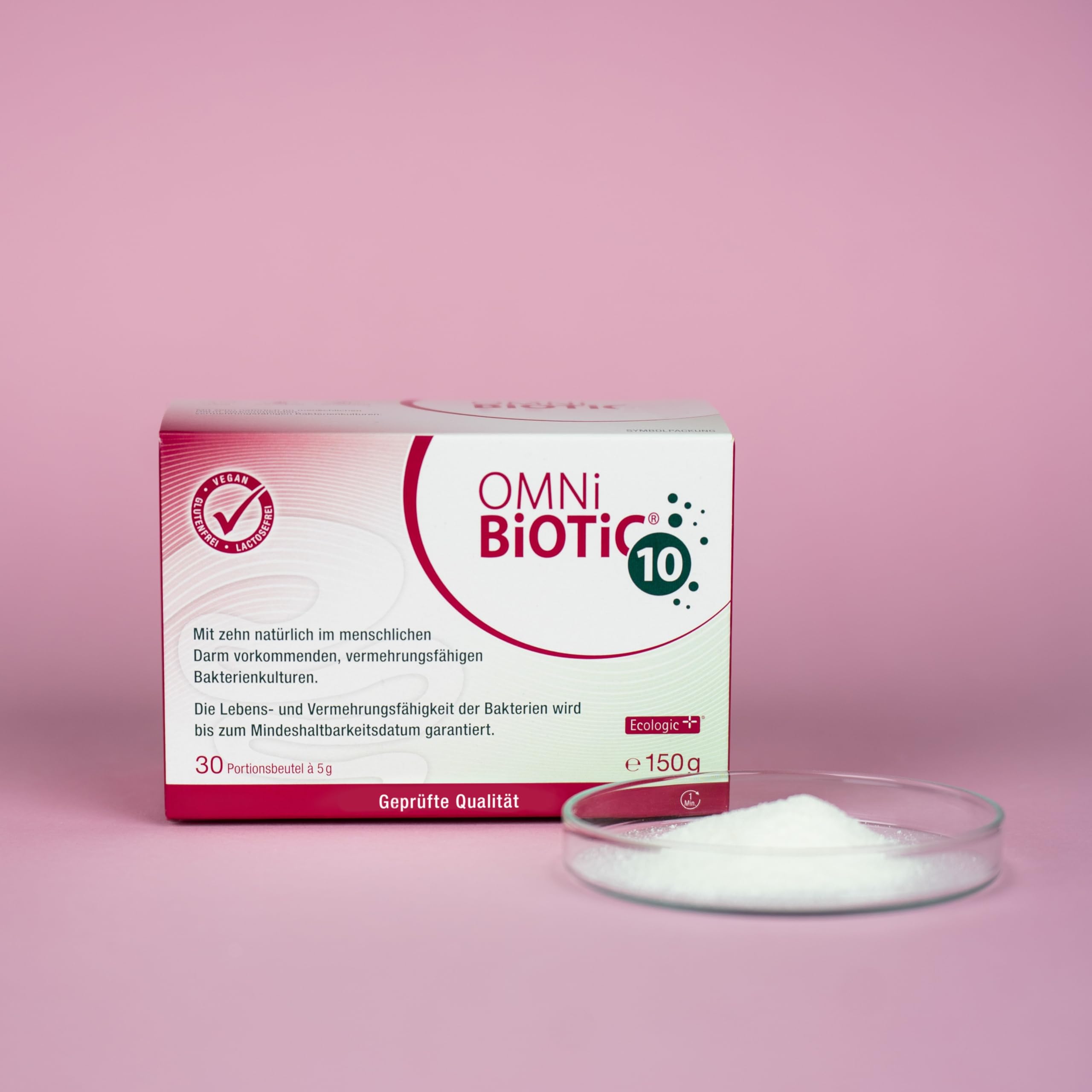 OMNi BiOTiC 10 | Antibiotikum? Darmflora ergänzen | Empfehlenswert ab dem ersten Tag einer Antibiotika-Therapie | Pulver | Zur täglichen Anwendung | Mit Inulin | Vegan | Glutenfrei | 30 Portionen