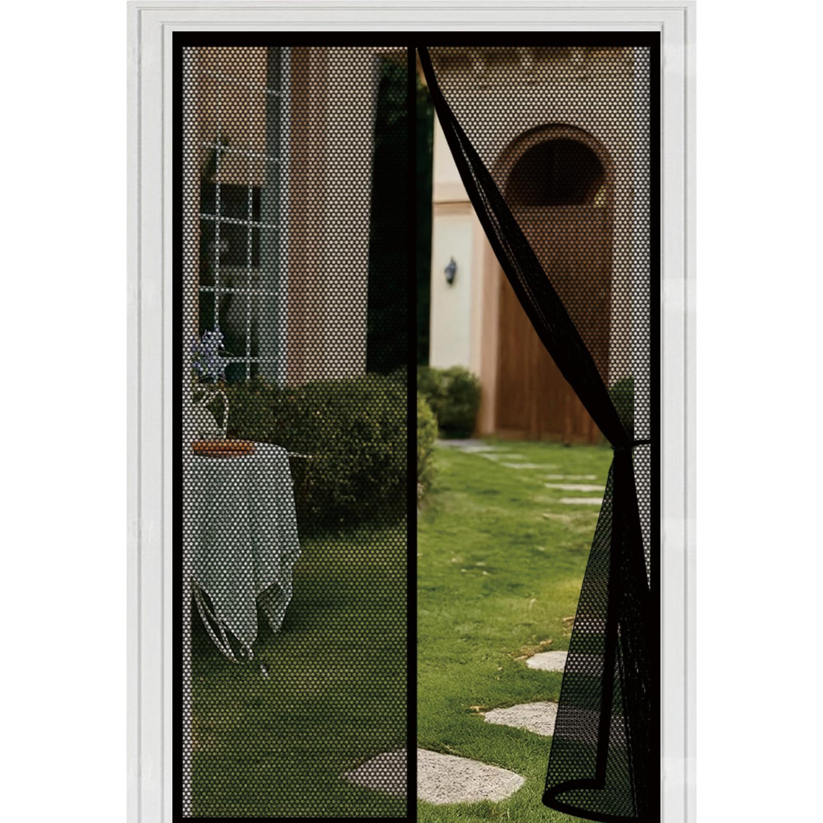 Liuyanyan Black Magnetic Screen Door 84 X 252 Cm With Powerful Magnets Automatically Closes And Magic Tape, Install Without, Keep Bugs Out, Patio Insect Door Screen For Balcony,