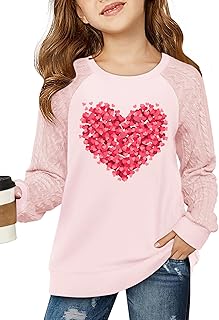 Kids Valentine's Sweatshirts for Girls Boys Love Heart Casual Cable Knit Long Sleeve Shirts
