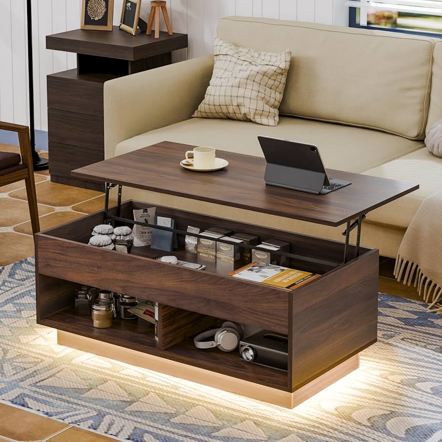 Amazon.com: HOMMPA Lift Top Coffee Table with LED Light