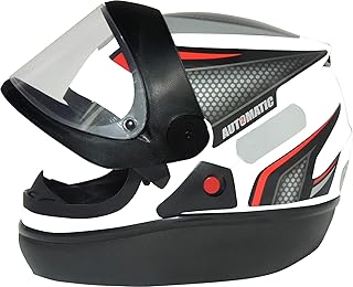 Capacete FW3 AUTOMATIC BRANCO COM PRATA 60 COM VISEIRA CRISTAL