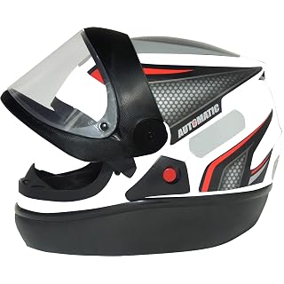 Capacete FW3 Automatic Branco com Prata, Viseira Cristal - Tam. 58