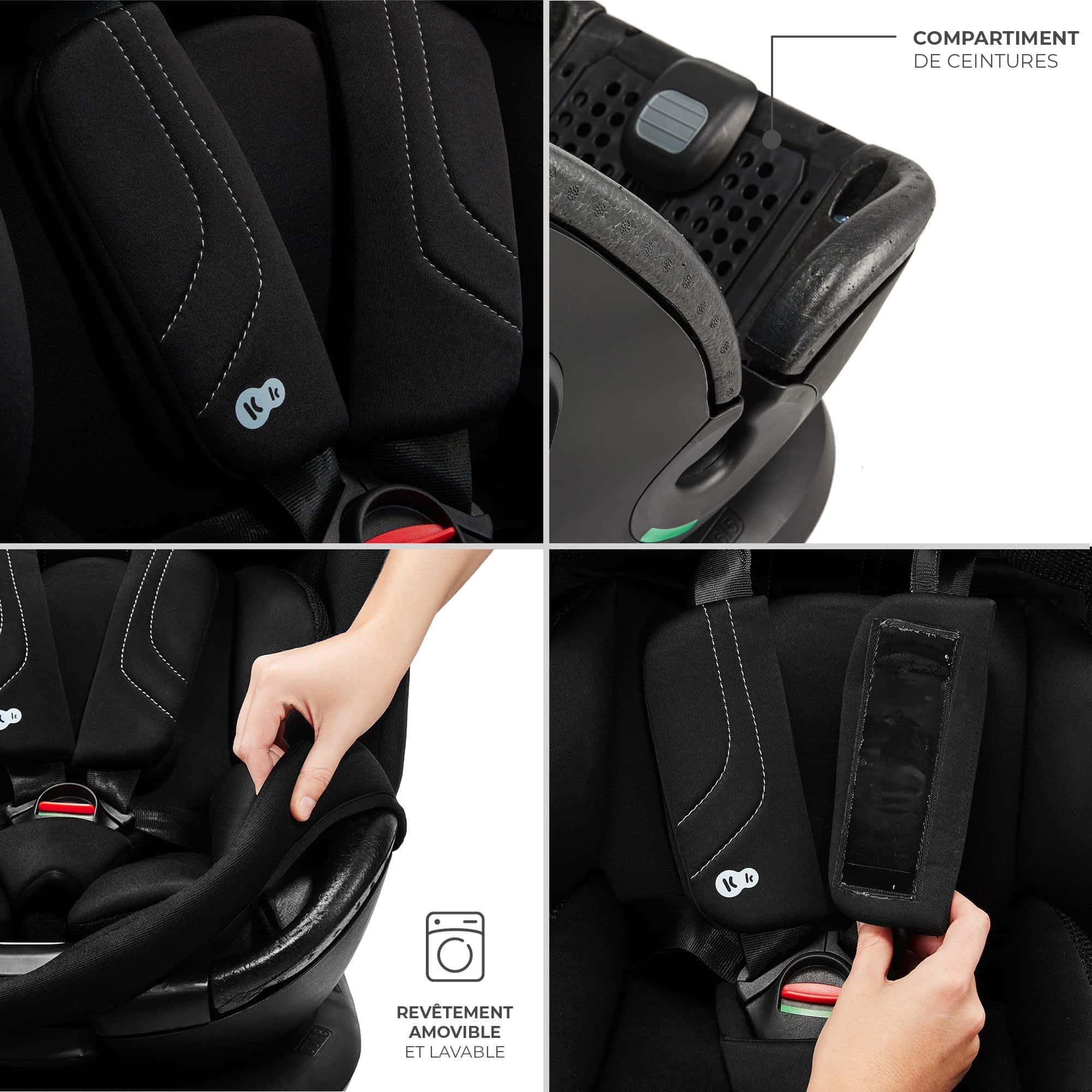 Kinderkraft XRIDER2 I-SIZE 40-125 cm, Siège auto bébé 0 à 25 kg évolutif, 0-7 ans, Isofix 360° pivotant, FWF, RWF, Protections latérales, Harnais Internes à 5 Points, Noir