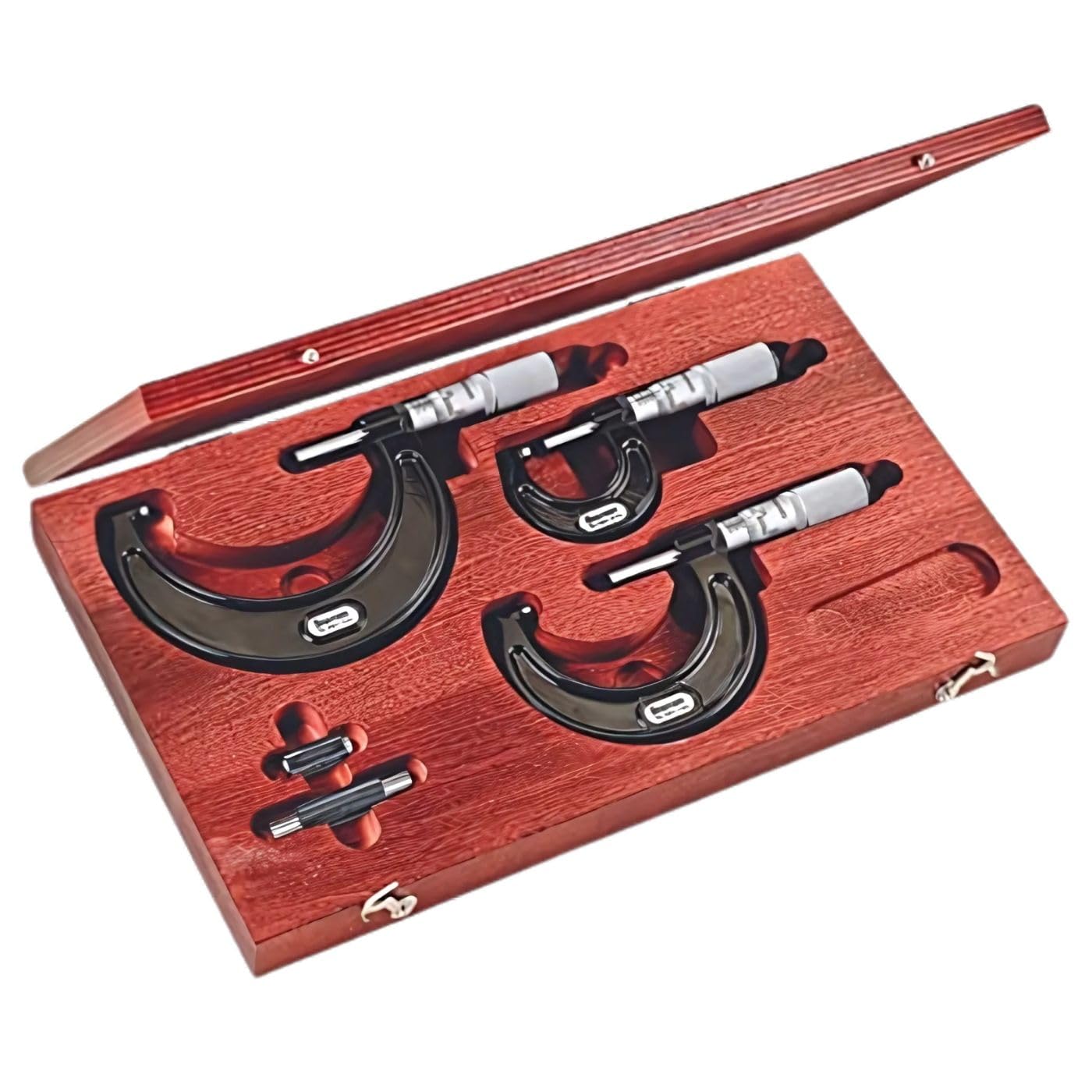 Starrett Outside Micrometer Set with One-Piece Friction Thimble, Tapered Frame and Satin Chrome Finish - Quick and Easy Adjustment, 0-3"Set Range,