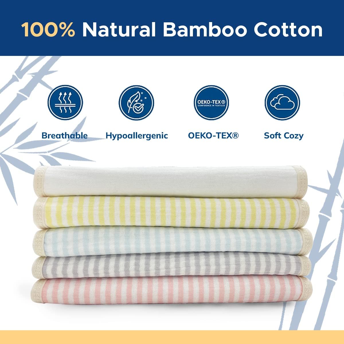 Henry&Bros. Organic Burp Cloths Baby Gift Set - 5 Pack 20x10 Large Bamboo Cotton 5 Layers Extra Absorbent Soft Muslin Burping Cloth (Rainbow Delight) : Baby