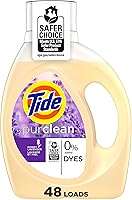 Tide Purclean Honey Lavender Liquid Laundry Detergent, 63 oz, 48 Loads - EPA Safer Choice, Dye-Free, Cold Water Stain Removal