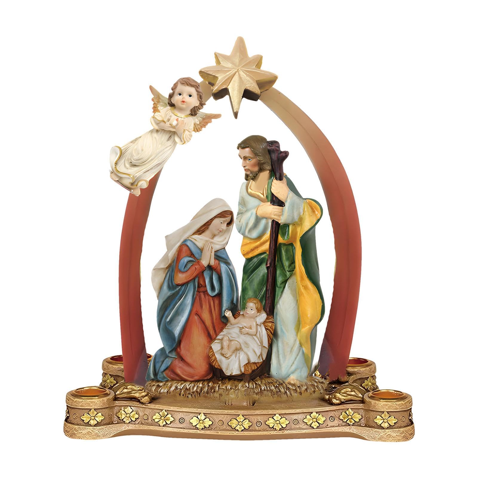 Bougeoir crèche Sainte pour illuminer votre table de Noël en famille