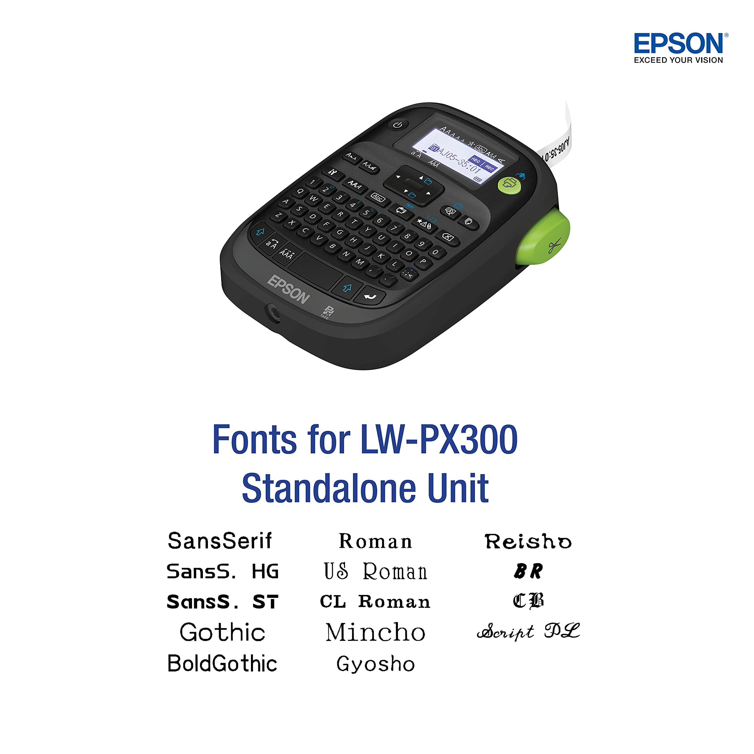 LABELWORKS Epson LW-PX300ADPT przemysłowa maszyna do etykiet biurkowych z adapterem - etykiety samoprzylepne, kompatybilne z etykietami magnetycznymi, wykorzystuje tylko tuby chowane 203 i 205