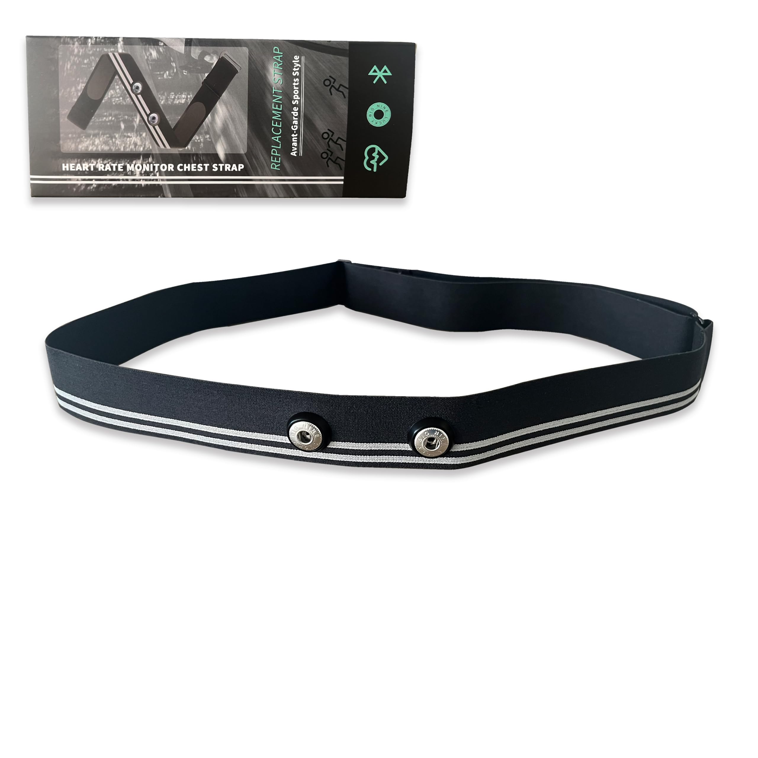 LUCKY BIG NINE Heart Rate Monitor Replacement Strap Compatible with Polar Garmin Tickr Wahoo Coospo- Heart Rate Monitor Strap Replacement (Double Silver)