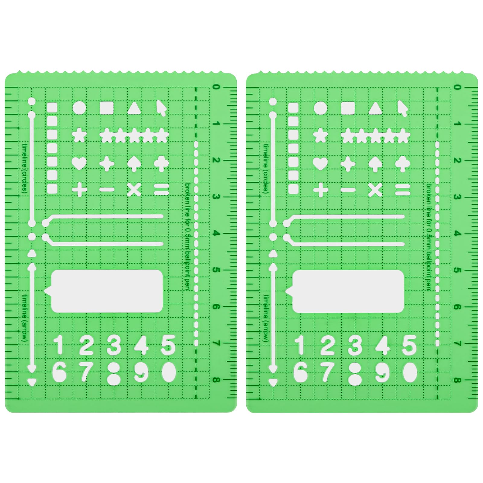 Eaasty 2 Pack Planner Stencils Template, Shapes Numbers Ruler Journaling