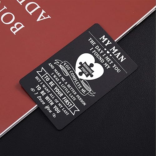 Miniatura 16 de TANWIH Tarjeta de billetera con texto en inglés "I Choose You" para él, regalos de boda para el novio de parte de la novia, regalos de prometido