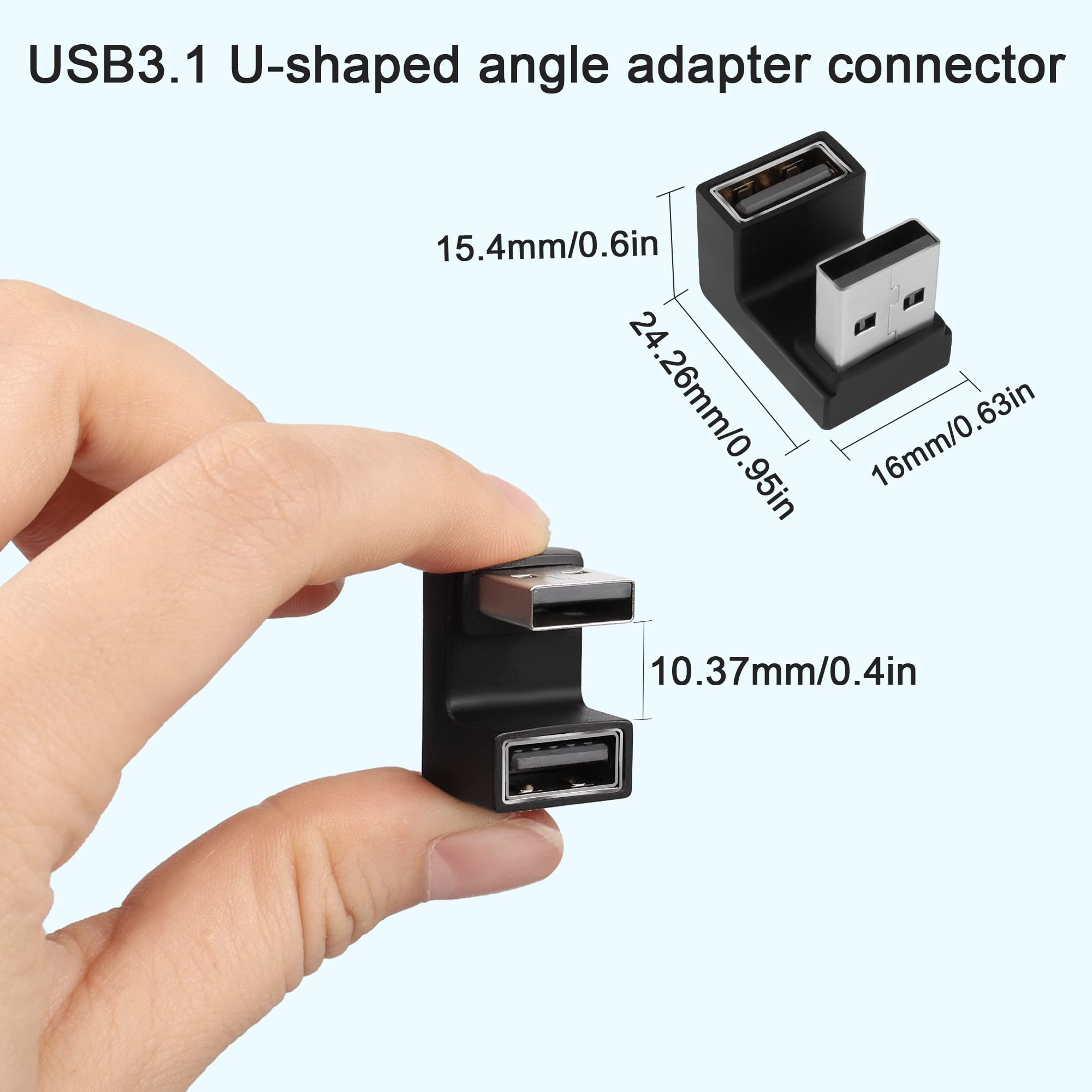 QIANRENON U-Form USB 3.1 Adapter – 10 Gbps, 180 Grad, Stecker Auf Buchse Für Schnelles Laden & Daten