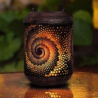 Solar Lantern Hanging Outdoor Waterproof- Dancing Flickering Flame Solar Powered LED Light，Metal Desktop Decorative Lamp Auto On/Off Lighting Dusk to Dawn for Indoor Desk Patio Garden