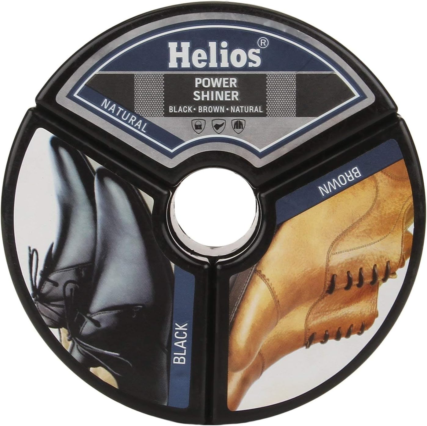 - Helios Power Shiner 3 in 1 | Shoe Shiner & Shoe Polish For All Type of Leather | Natural | Brown | Black | For Smooth Leather or formal shoes | Easy to use.