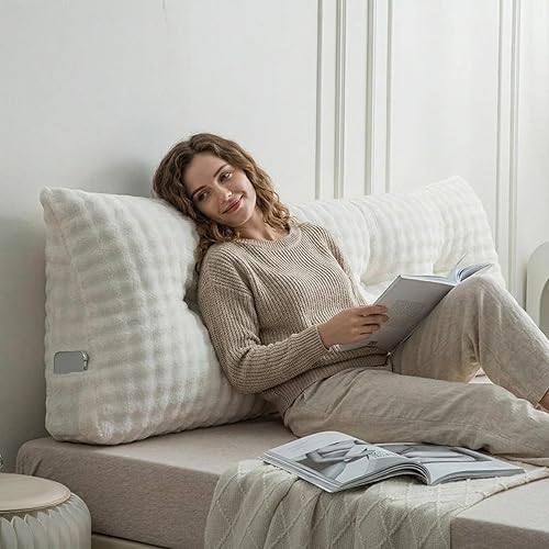 Miniatura 10 de Wenqik Almohada de cuña triangular para cabecero de cama, respaldo de lectura, almohada de cuña con funda extraíble, soporte trasero para litera