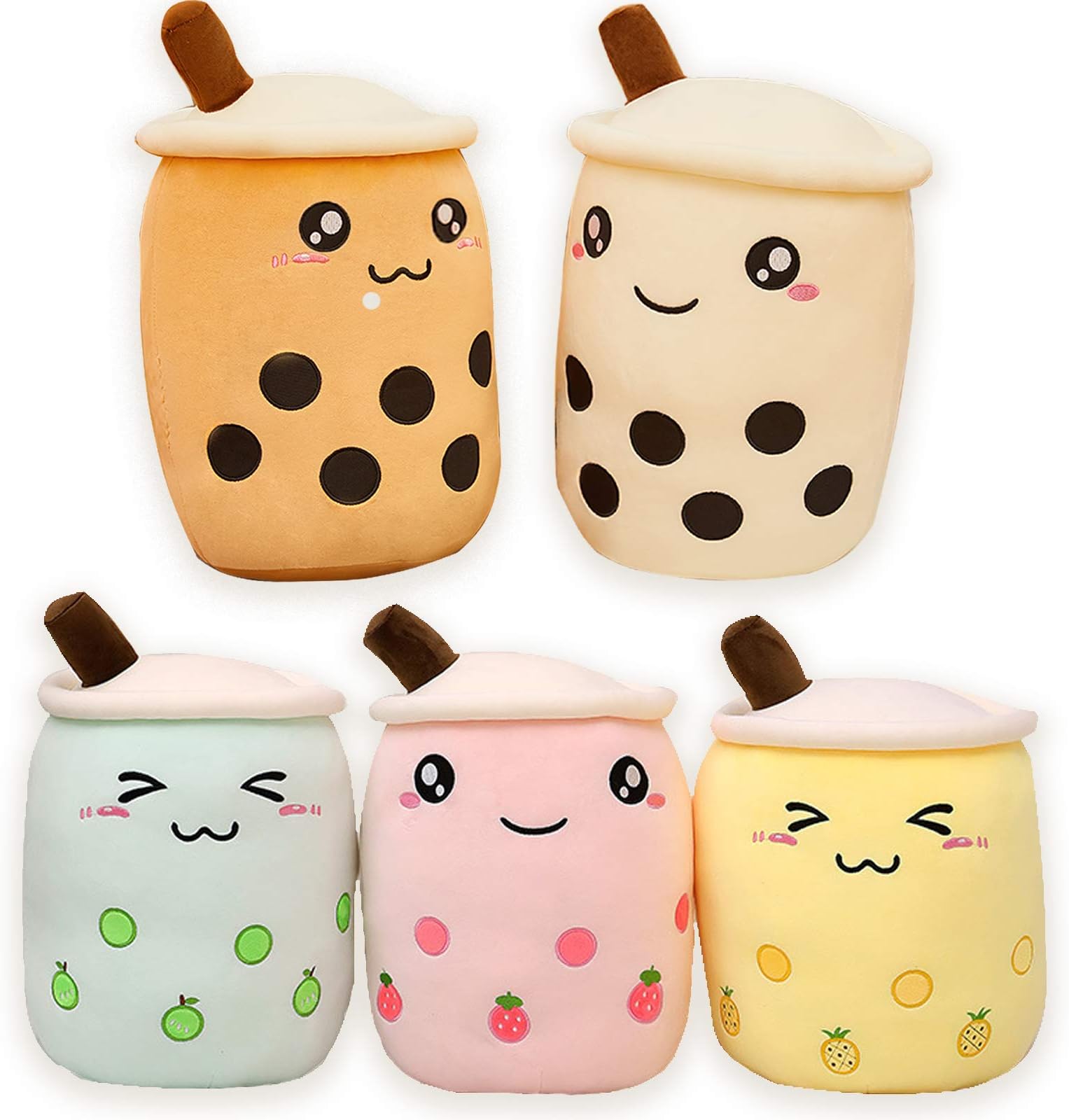 AMOZO Cute Cartoon Boba Milk Tea Soft Plush Doll, Giant Boba Bubble Plushie Stuffed Tea Cup Pillow Gift Toys(Yellow,70cm)