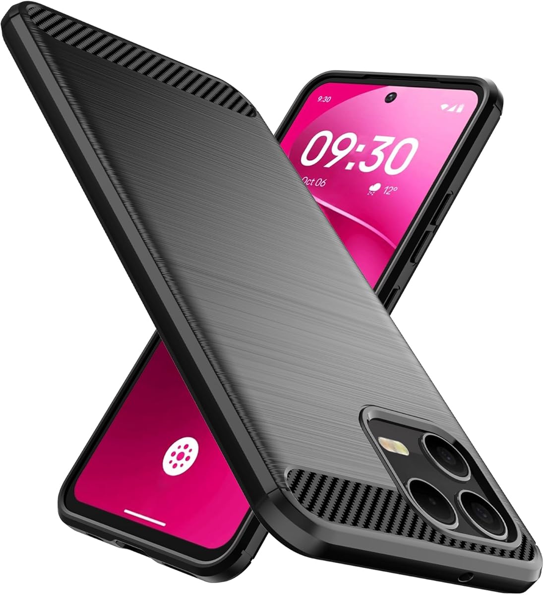 Designed for T-Mobile Revvl 8 Pro Case,Flexible TPU [Brushed Texture] [Anti-Slip] Shockproof Military Protection Bumper Phone Case,Slim Case Cover for Revvl 8 Pro,Black