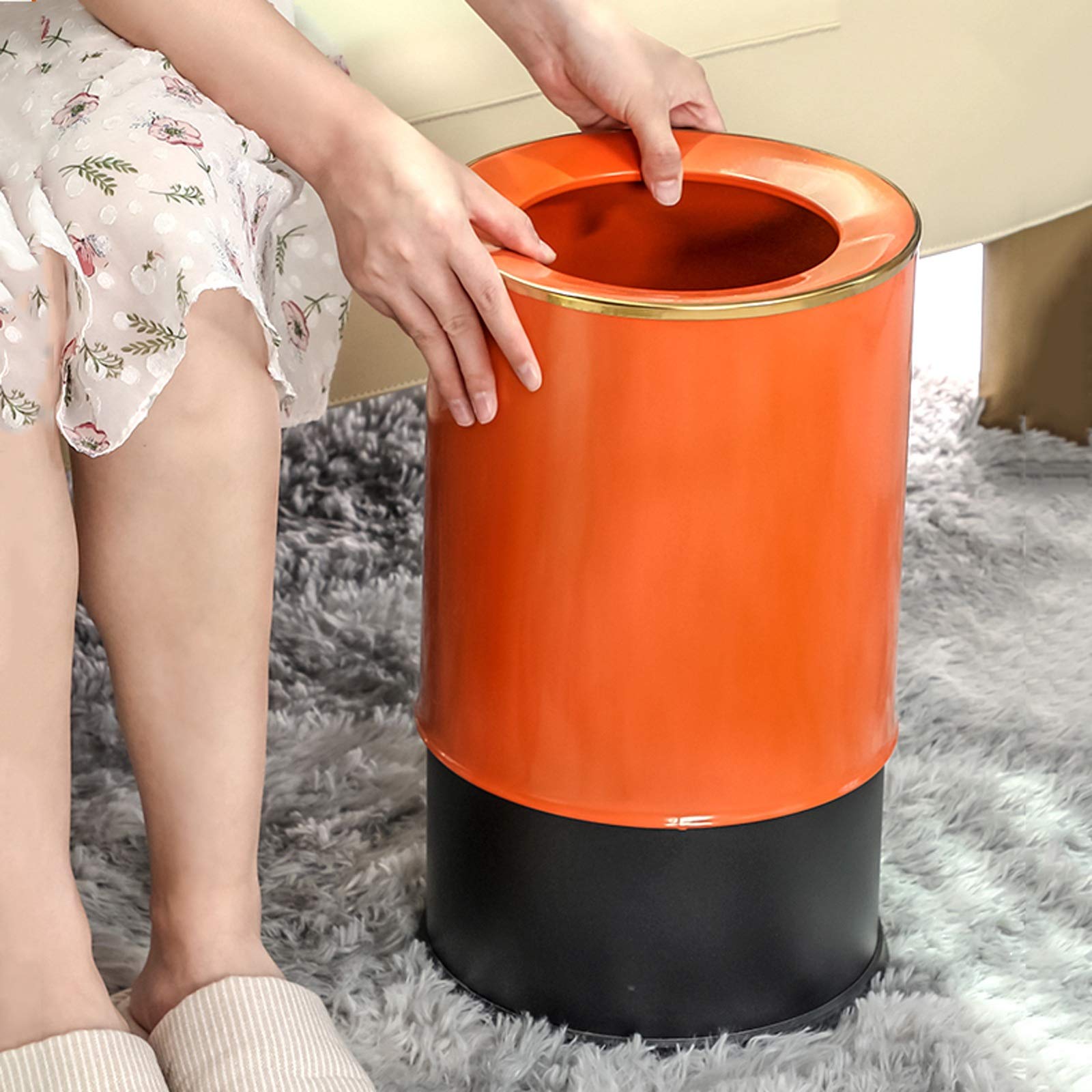 Kosze na śmieci Lekki Luksusowy Round Trash Can Household Odkryty pokój dzienny Sypialnia Kosz Na śmieci Proste i nowoczesne kosze na śmieci, 14 litrów / 3,6 galonów Wiadro do przechowywania śmieci