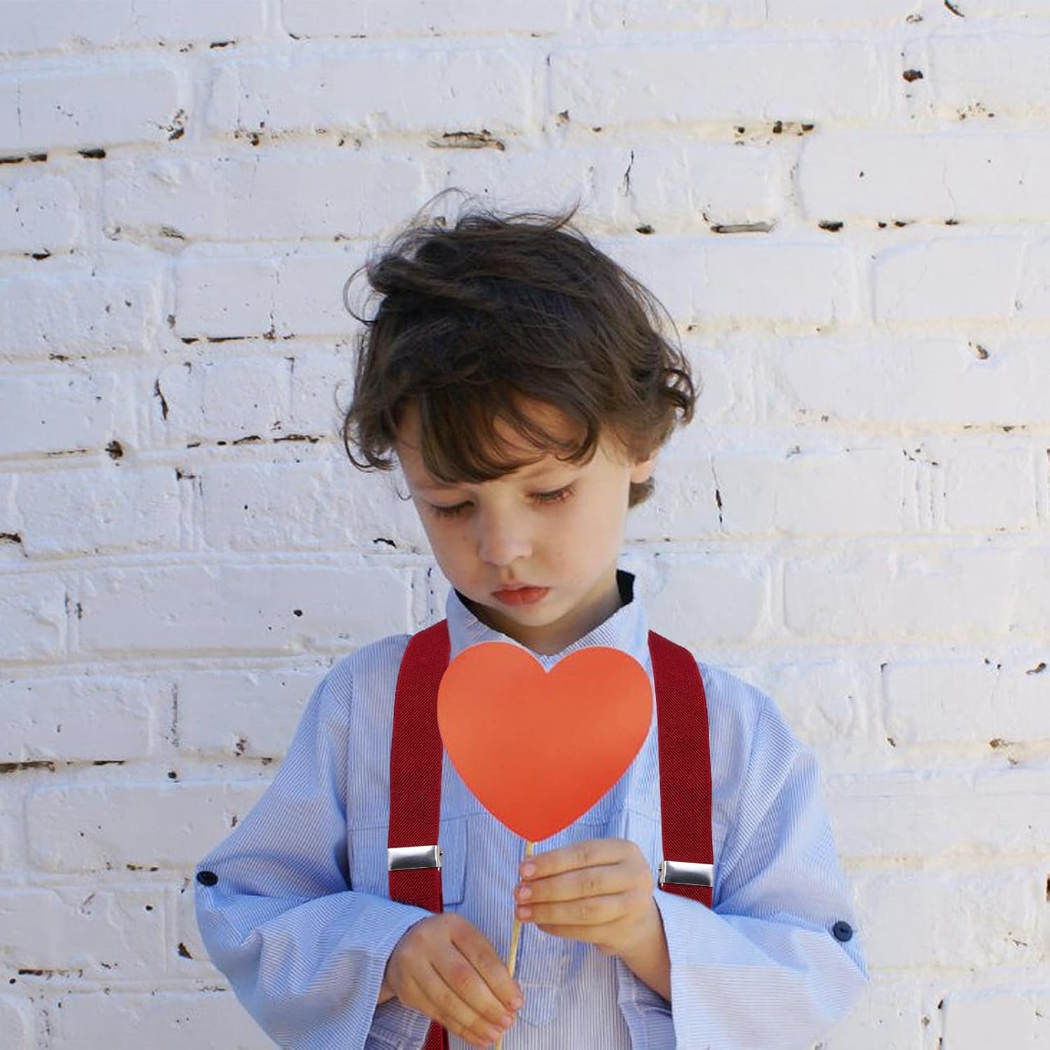 FRCOLOR Bowtie Suspenders Kit Adjustable Burgundy Elastic Suspenders with Matching Bow Tie Set for Boys Formal Events
