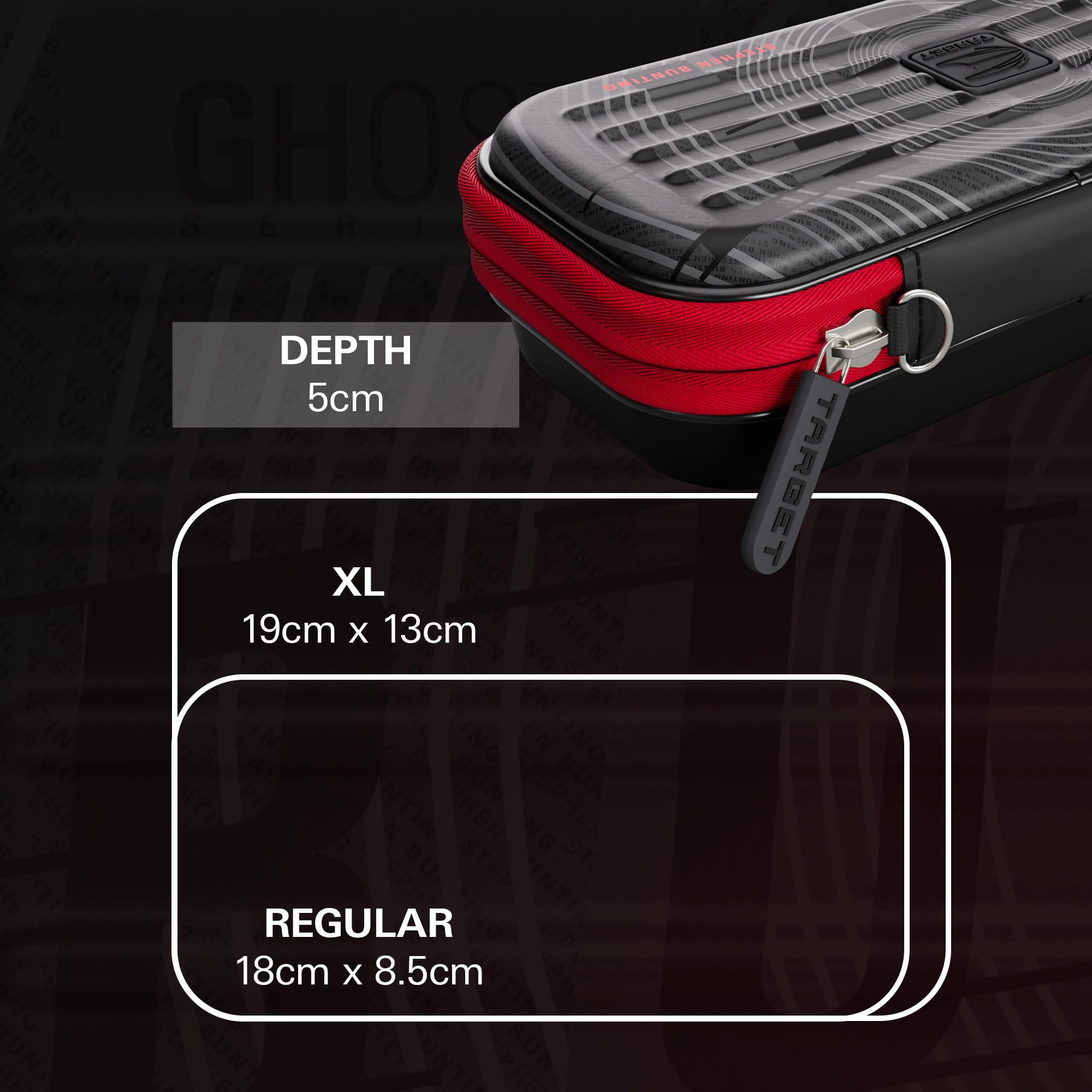 Target Darts Stephen Bunting Ghost Series Takoma Wallet – “The Bullet” etui na 3 zmontowane rzutki, czarno-białe, z zamkiem błyskawicznym, profesjonalne akcesoria do przechowywania.