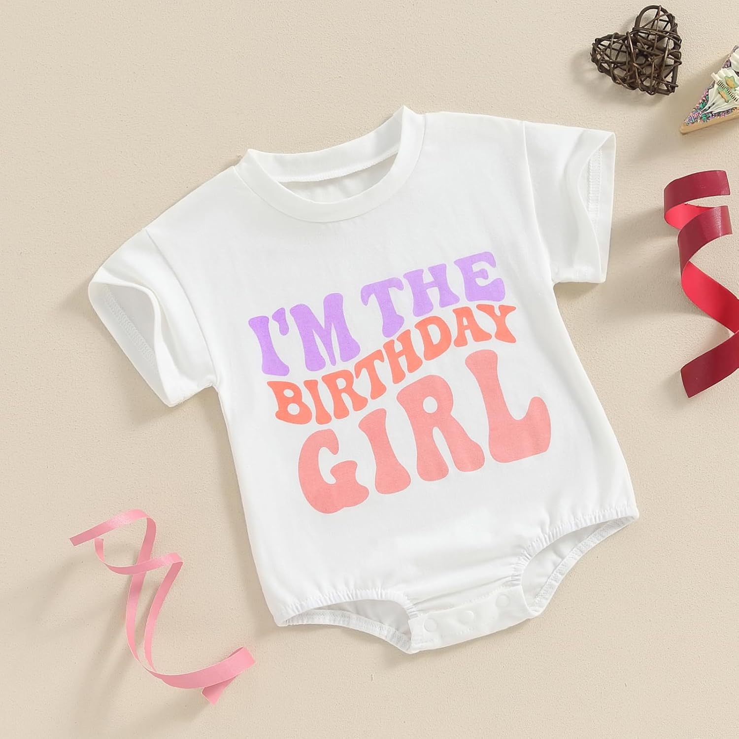 Kayotuas Half/1st Birthday Outfit Baby Boy Girl Birthday Bubble Romper Cute Embroidered Tshirt Bodysuit Short Sleeve Jumpsuit - Image 3