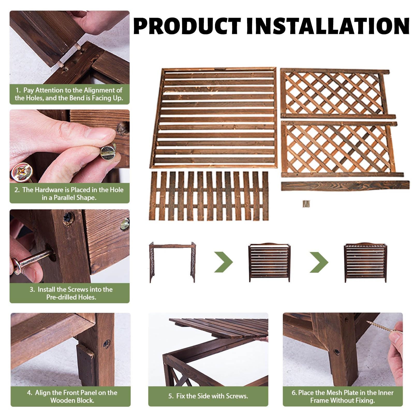 Cache Climatiseur Exterieur Balcon Cache Clim Bois Housse Climatiseur Extérieur Cache Pompe À Chaleur Protéger du Soleil Et De La Pluie Cache Unité Extérieure Climatisation(100x44x93cm)