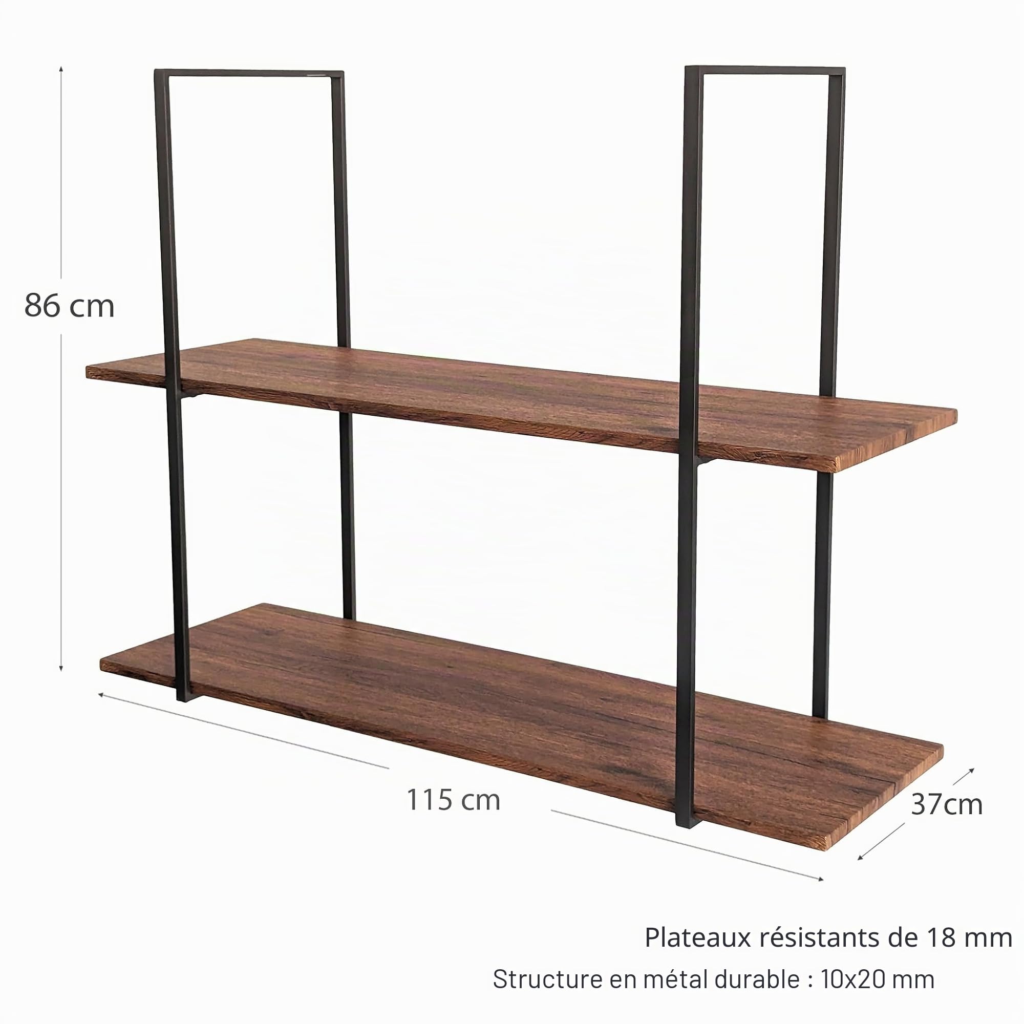 YELLOO - Etagere Cuisine Suspendu pour Rangement et Organisation de Cuisine, Etagere Murale de Plafond, Design Moderne Facile à Assembler Instructions Incluses (BAR SHELF) (Marron/Noix, 115 cm)