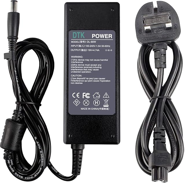 DTK 19V 4.74A 90W Laptop Charger for HP Notebook Computer PC Power Cord Supply Lead AC Adapter Pavilion Envy Probook EliteBook ZBook Mini Compaq series Connector:7.4 x 5.0mm