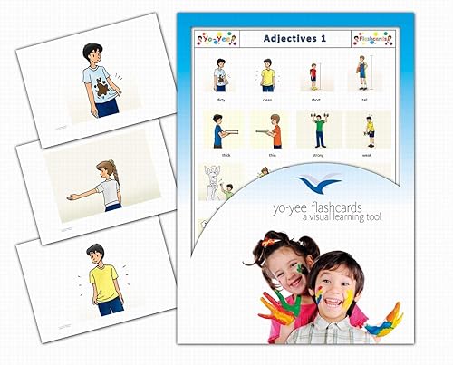 Tarjetas didácticas de adjetivos para niños en edad preescolar, niños pequeños y adultos - Set 1 - Incluye actividades de enseñanza y juegos