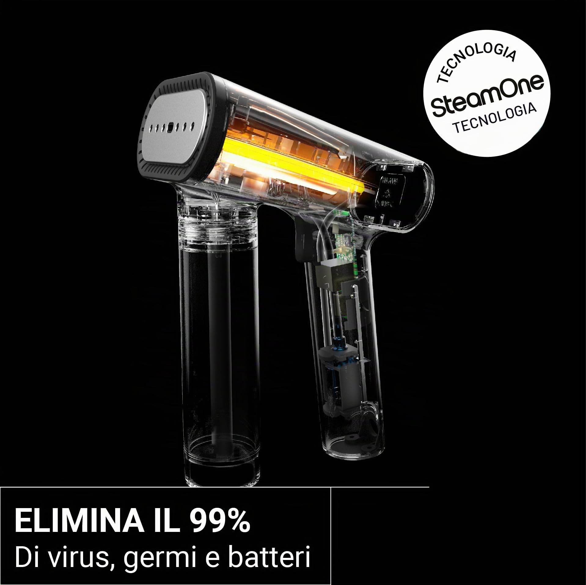 STEAMONE - Stirare a vapore 2000W 30g/min - Travel steamer - Autonomia 8 min (150ml) - Cavo 3m - Rimuove il 99,99% delle impurità - Pronto in 30 secondi - Karl EUNS150B