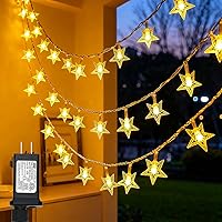TwinkleStar 100 LED 33FT Waterproof Star String Lights, 8 Modes Warm White Fairy Lights for Indoor Outdoor Christmas Wedding Ramadan Decor
