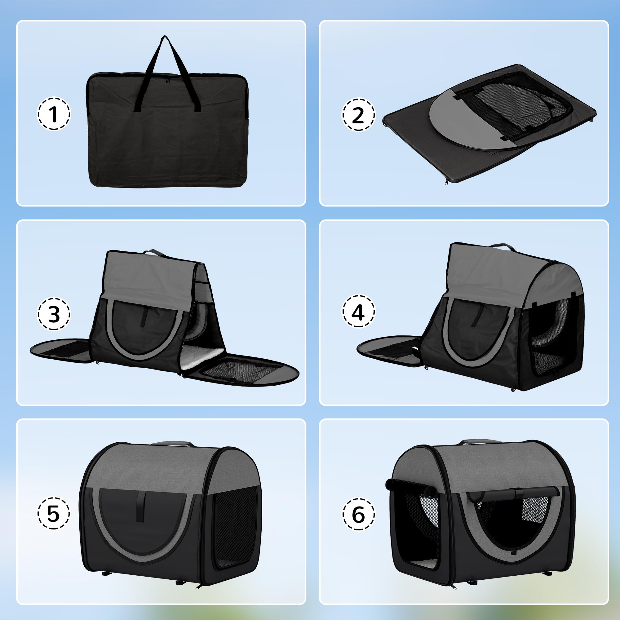 PawHut Faltbarer Transport für Miniaturhunde 46x36x41cm Schwarz