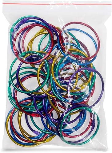 Hygloss Anillos para libros de productos, anillos de acero de colores surtidos de 2 pulgadas, paquete de 50