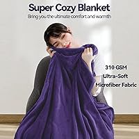 Vista 4 de Fleece Blanket Lightweight Throw Blankets for Sofa,Couch,Bed,Super Soft Cozy Microfiber Blanket(Purple5060)