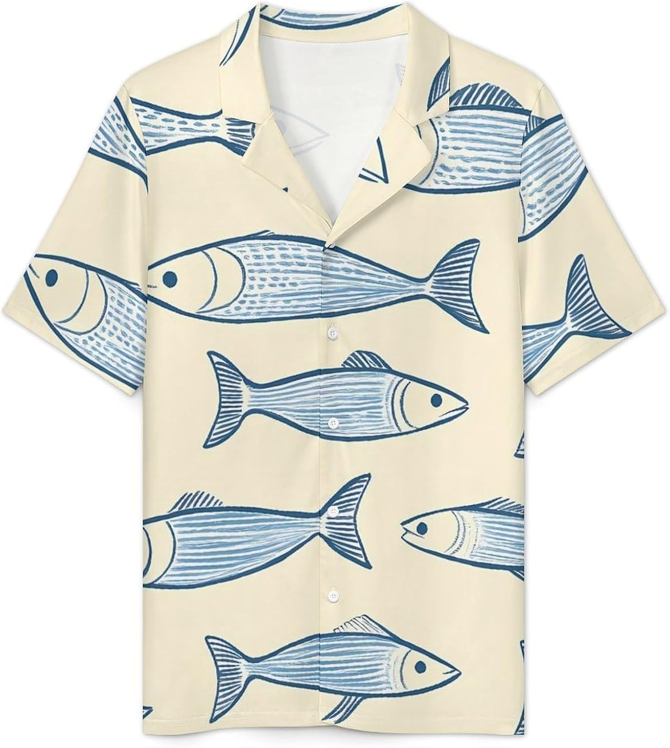 Sardine Fish Men's Short Sleeve Pajama Set Satin Silk Like Lounge Sleepwear