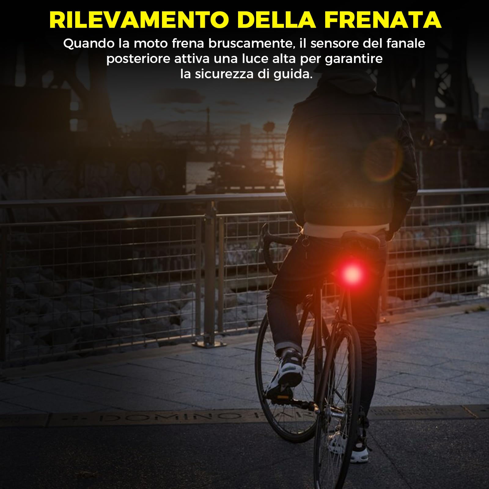 Fanale Posteriore Bici Ricaricabile USB-C - Con Rilevazione Frenata, Impermeabile IPX4