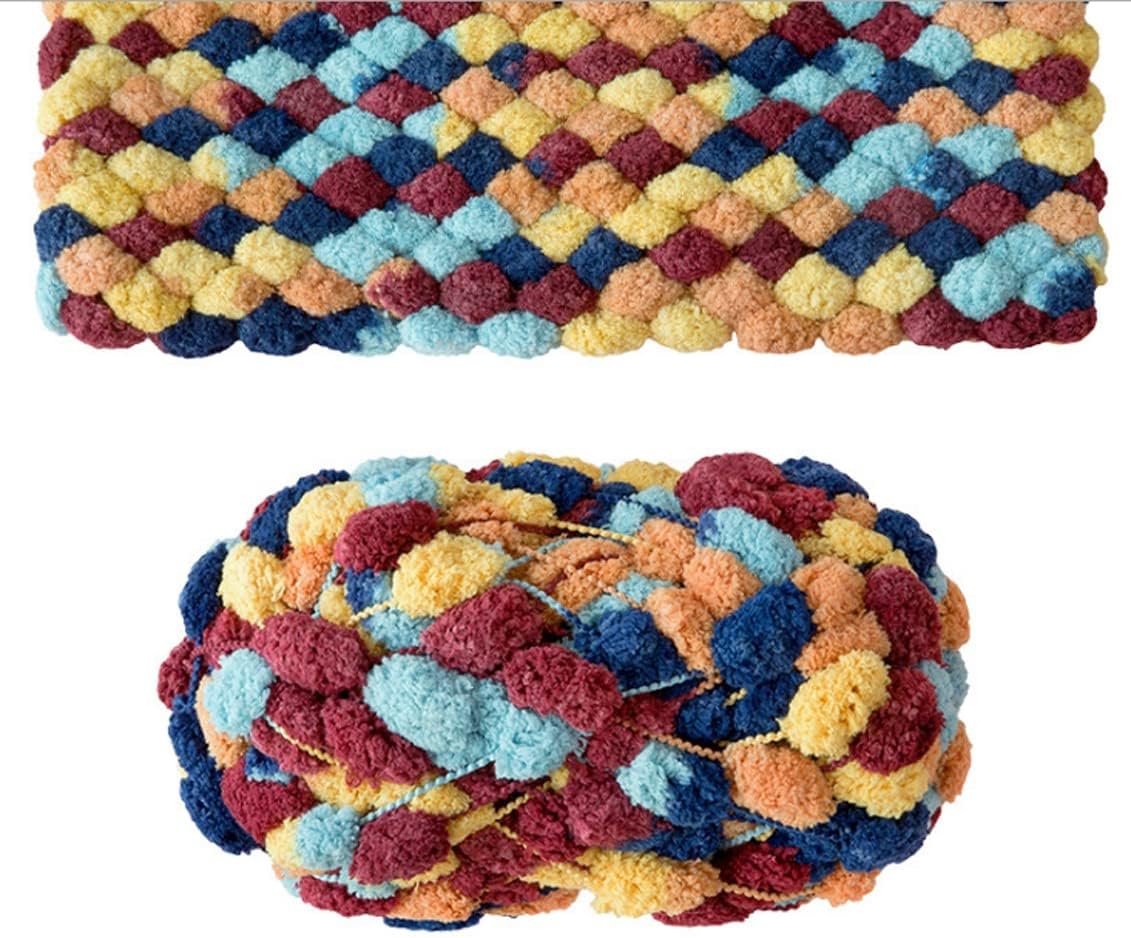 4 Balls Pomp-A-Doodle Yarn,100% Polyester Jelly Bean POM-POM Ball Yarn for Crochet Knitting Blanket Mat Pet Nest 600g (Warm Harbor)