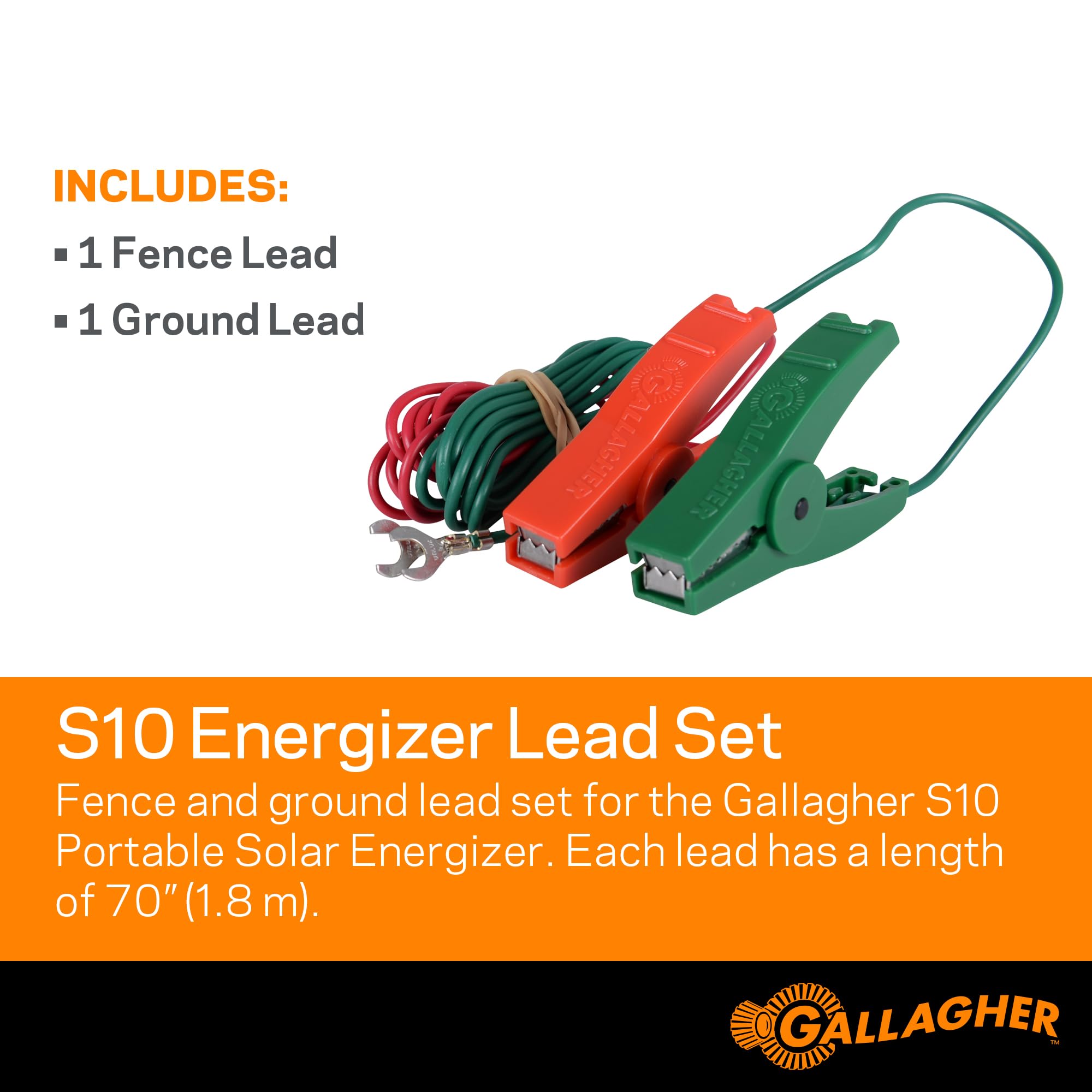 Gallagher S10 Leadset | Set di cavi di uscita Energizer | Accessorio per recinzione elettrica con clip a coccodrillo rosse e verdi | Collegamento a energizzatori, alimentatori e sistemi di messa a