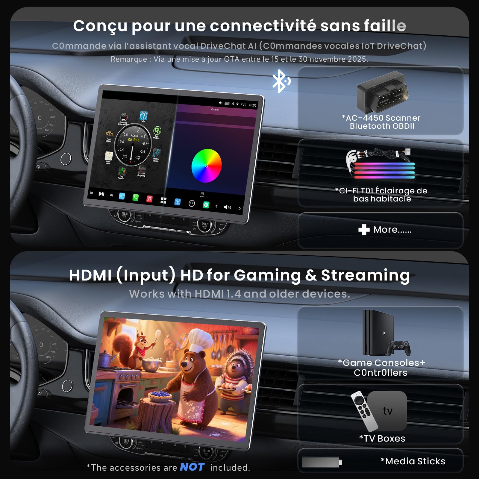 [14,1" QLED] ATOTOZONE Autoradio Android avec GPS intégré Tableau de Bord, 1DIN & 2 DIN Écran Flexview, Agent IA, LiveView à Distance, Alerte Golden Hour, 7.1.2 CH Audio, 4G LTE, 8G+128G, X10G141E