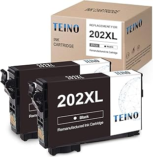 TEINO Remanufactured Ink Cartridges Replacement for Epson 202XL T202XL 202 T202 use for Epson Workforce WF-2860 Expression Home XP-5100 (Black, 2-Pack)