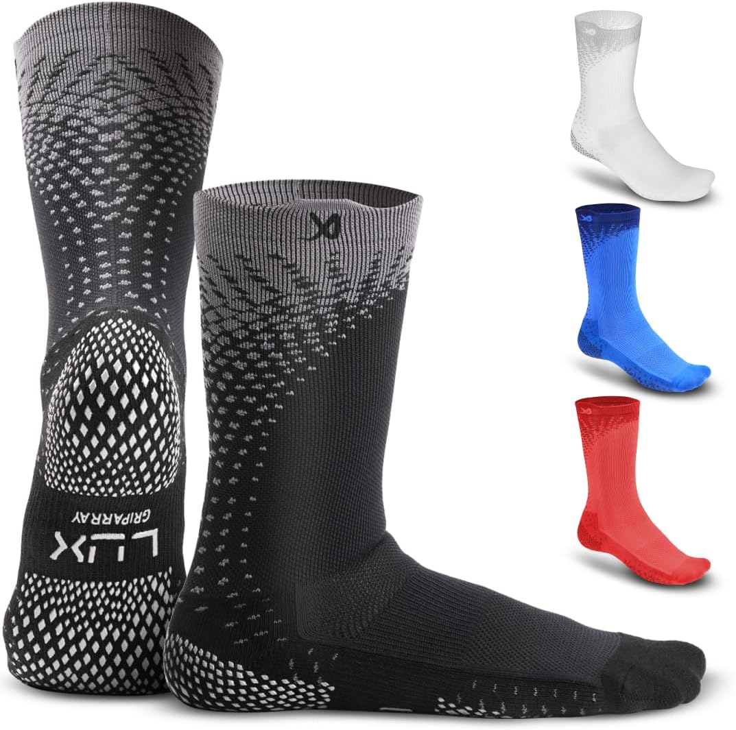LUX SPORTS Grip Socks for Cleat Sports - Unisex Ankle-High - Compression Grip Football Socks with DualGrip Tech, Non-Slip & Arch Support, Moisture-Wicking for Rugby & Baseball