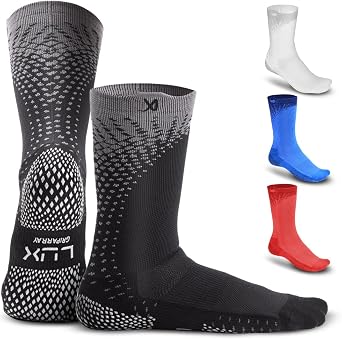 LUX SPORTS Grip Socks for Cleat Sports - Unisex Ankle-High - Compression Grip Football Socks with DualGrip Tech, Non-Slip & Arch Support, Moisture-Wicking for Rugby & Baseball