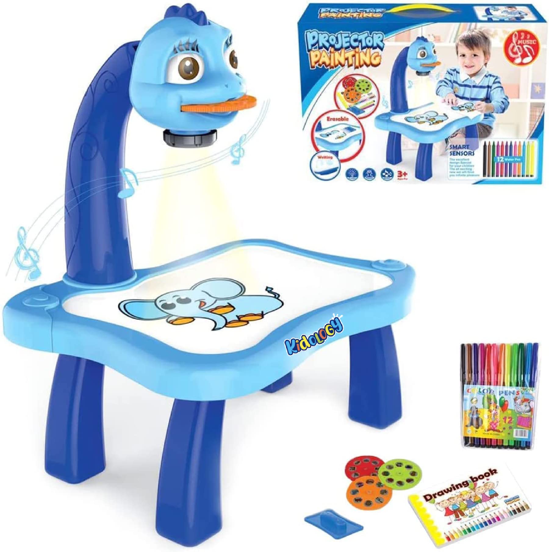 Kidology Drawing Projector Table for Kids | Kids Projector Drawing Board Toys | Trace and Draw Projector Toy with Led Art Drawing Projector with Light & Music Interactive Toy (Blue) (B0B6VW7G5W) Amazon Price History, Amazon Price Tracker