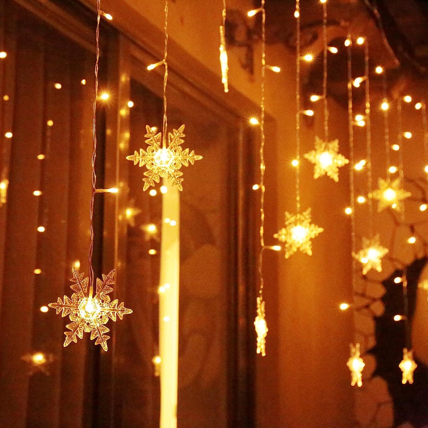 Rideau Lumineux Noël de Flocon de Neige