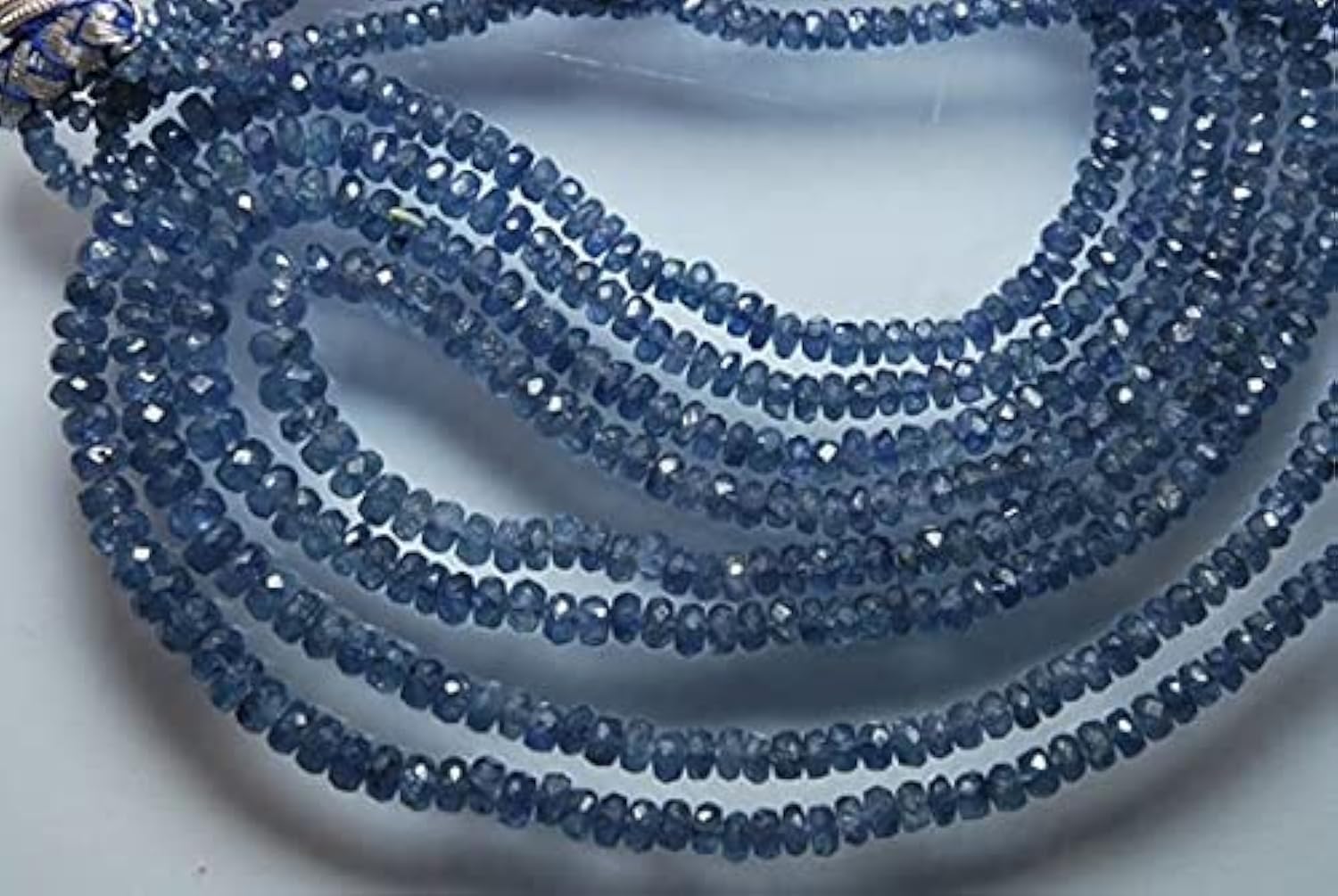 Saphir bleu de Birmanie naturel en perles rondelles facettées 3-5mm pour bijoux haut de gamme