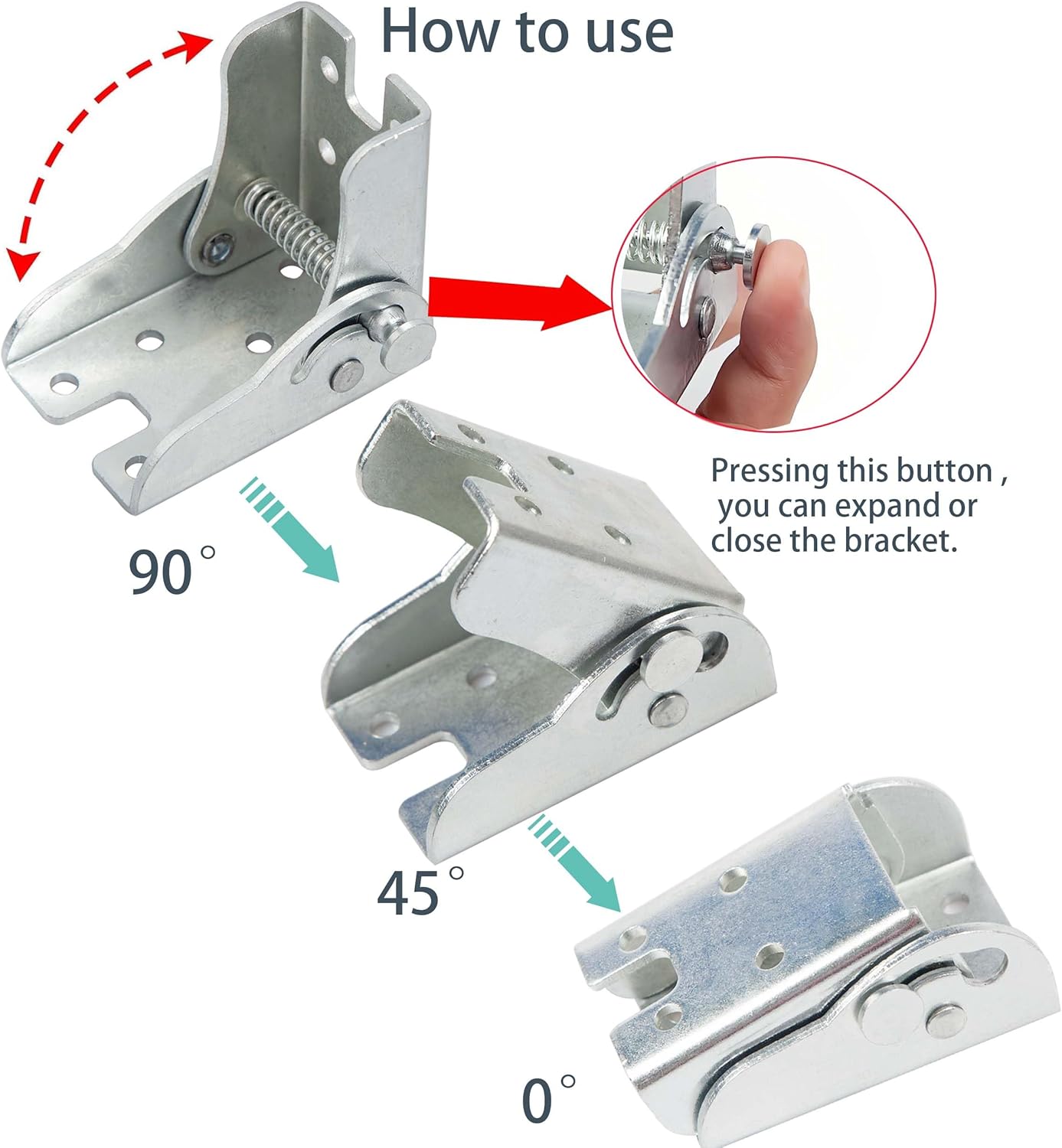 4Pack Folding Legs Support Bracket 90° Self Locking Hinge,Silver Foldable Self-Locking Hinge Extension Support Brackets with Screwsfor Table Legs, Bed Leg, Workbench