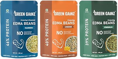 Green Gainz Roasted Edamame Assorted Flavours (Sea Salt, Masala,Cheese) 100gm Each | 100% Veg High Protein Snack | No...