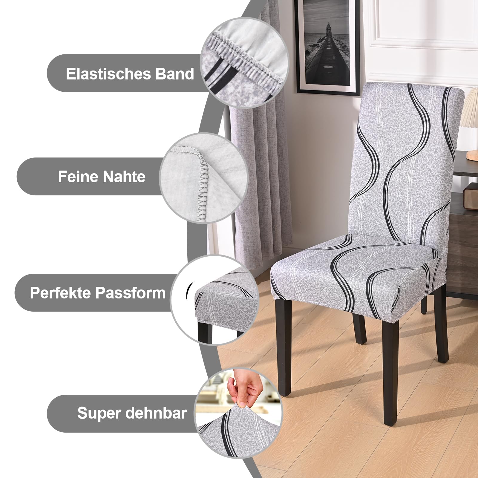 Alishomtll Set Coprisedia Elasticizzati Grigi, Lavabili E Super Adattabili - Per Sale, Ristoranti, Casa - Foto 9